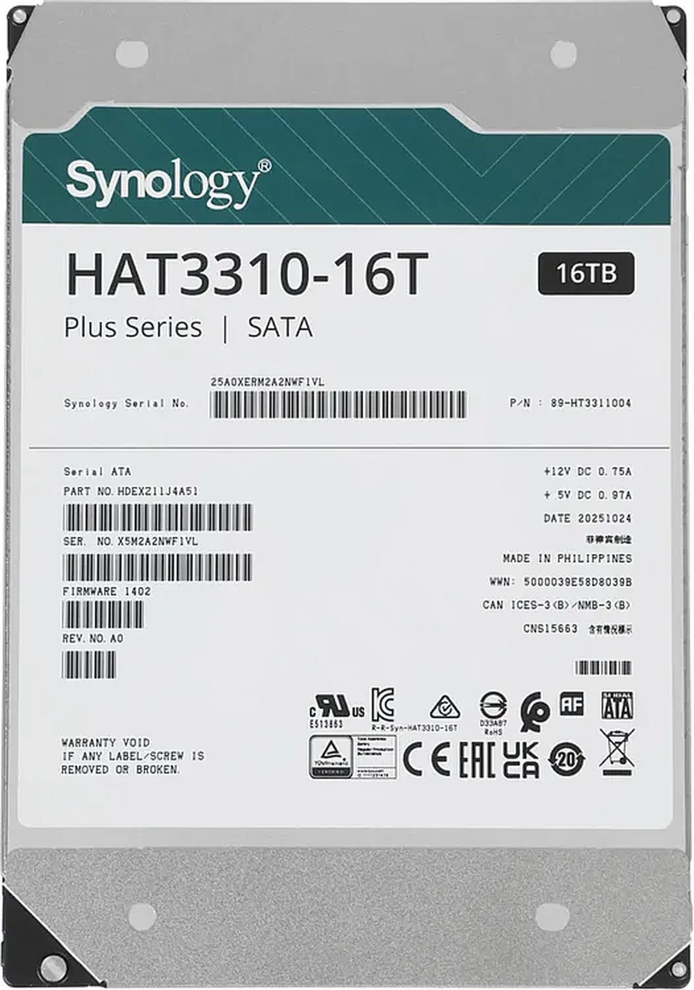 Изображение товара Жесткий диск Synology 16TB SATA HAT3310-16T