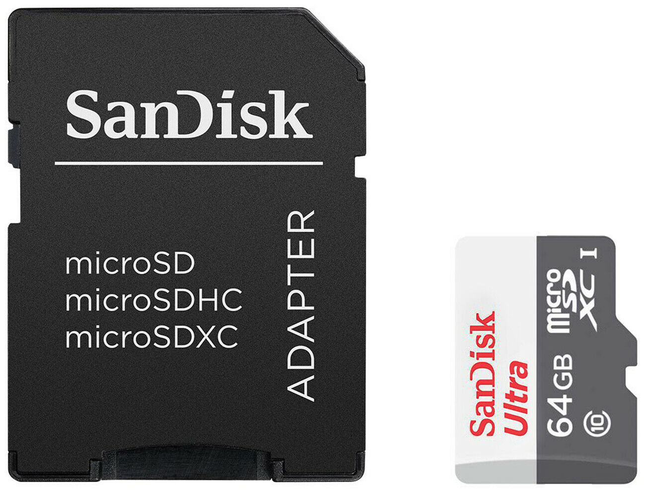 Изображение товара Карта памяти Sandisk Ultra 64ГБ microSDXC C10 UHS-I 100МБ/с SDадаптер (SDSQUNR-064G-GN3MA) Изображение товара Карта памяти Sandisk Ultra 64ГБ microSDXC C10 UHS-I 100МБ/с SDадаптер (SDSQUNR-064G-GN3MA)