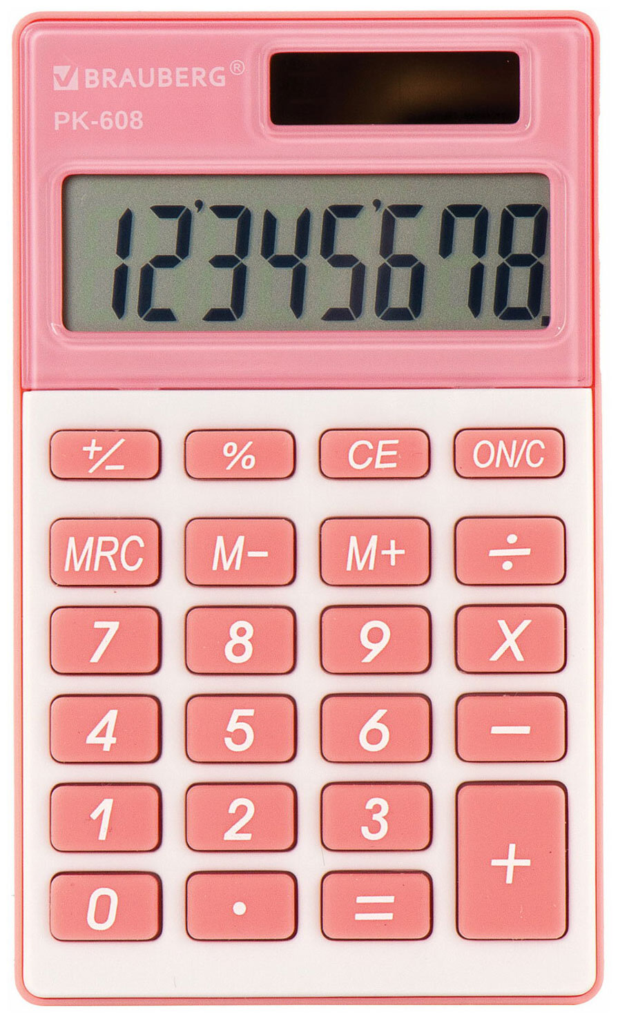 Изображение товара Карманный калькулятор Brauberg PK-608 розовый компактный для арифметики и расчетов
