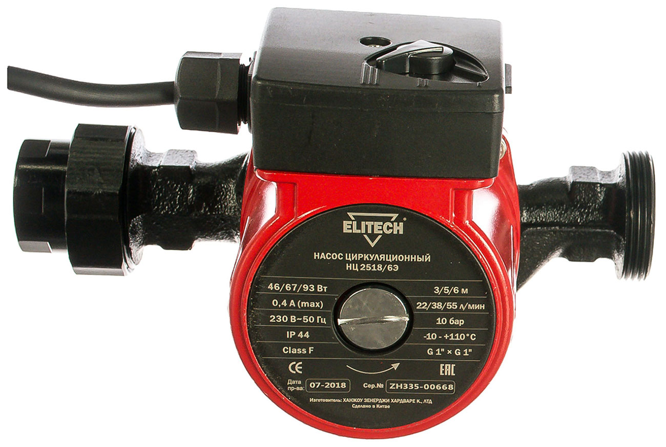 Изображение товара Циркуляционный насос Elitech НЦ 2518/6Э для отопительных систем
