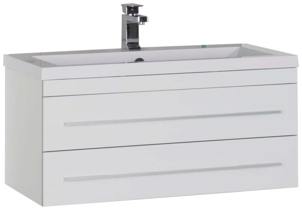 Изображение товара Тумба под раковину Aquanet Верона 90 подвесная белая с двумя ящиками