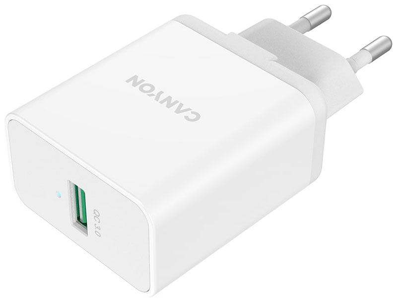 цена Сетевое зарядное устройство для быстрой зарядки Canyon H-24 QC 30 24 Вт USB-A белый