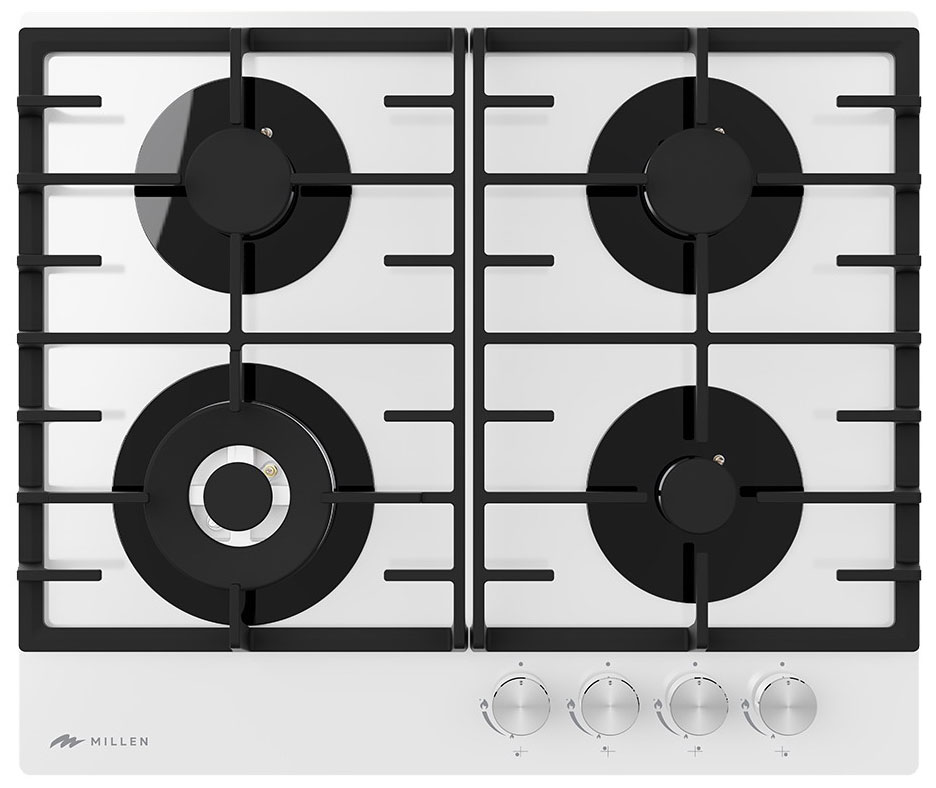 Изображение товара Газовая варочная панель Millen MGHG 601 WH с 4 конфорками и электроподжигом