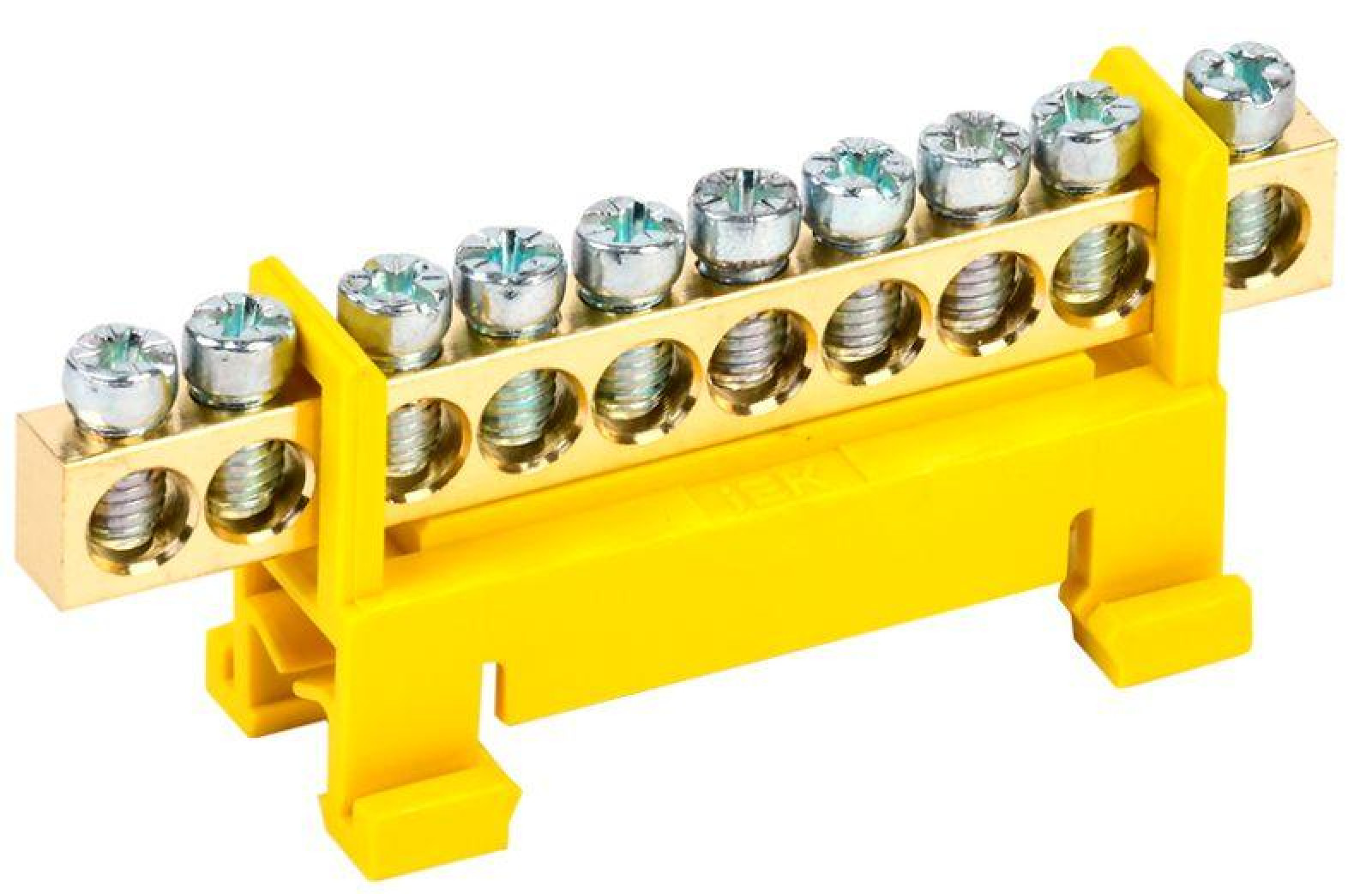 Изображение товара Шина PE земля IEK 6х9 мм на DIN-изолирующей стойке ШНИ 6х9-10-С-Ж