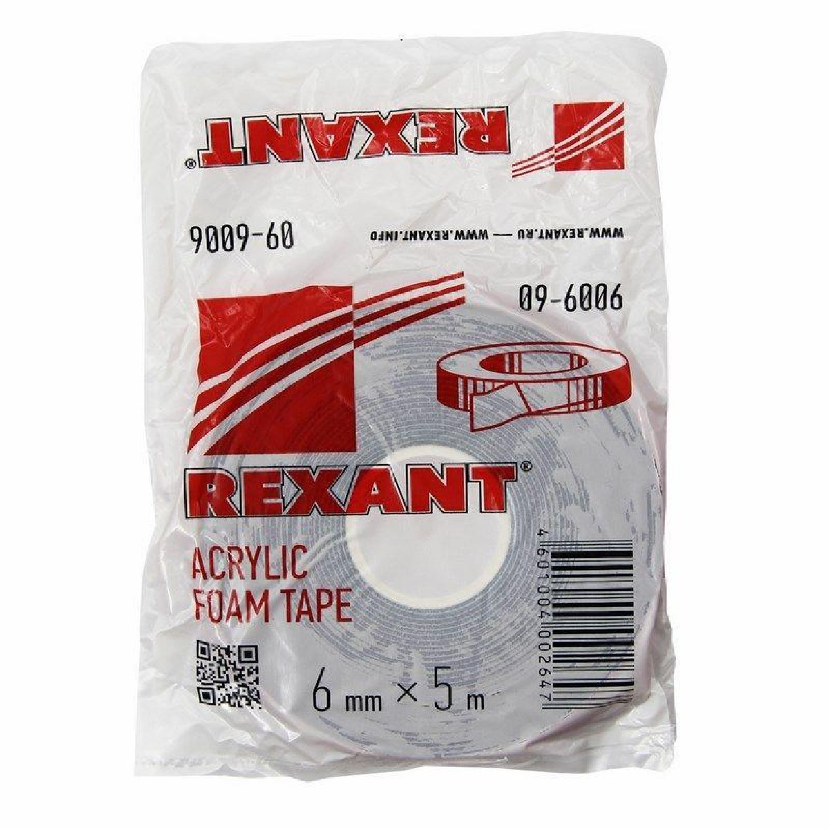 Изображение товара Двухсторонний клейкий скотч Rexant 6ммx5м на акриловой основе