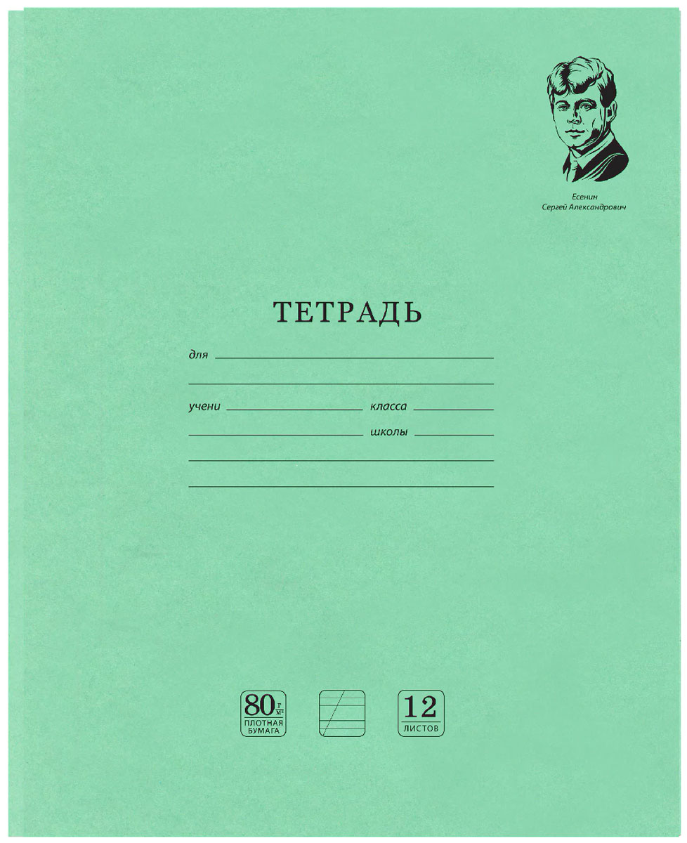 

Тетради Brauberg 12 л, 20 шт, ВЕЛИКИЕ ИМЕНА ЕСЕНИН С.А., косая линия, 80 г/м2 (880018)