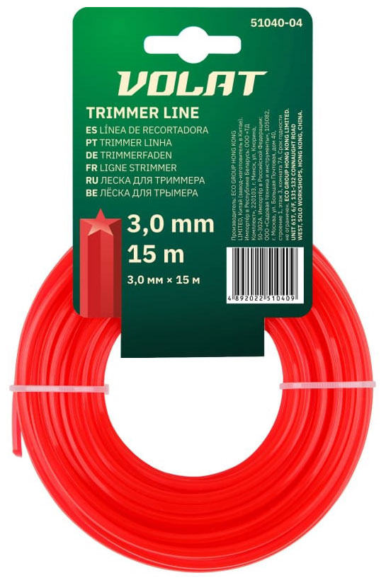 Изображение товара Леска Волат 3.0 мм х 15 м звездочка для триммера и мотокос