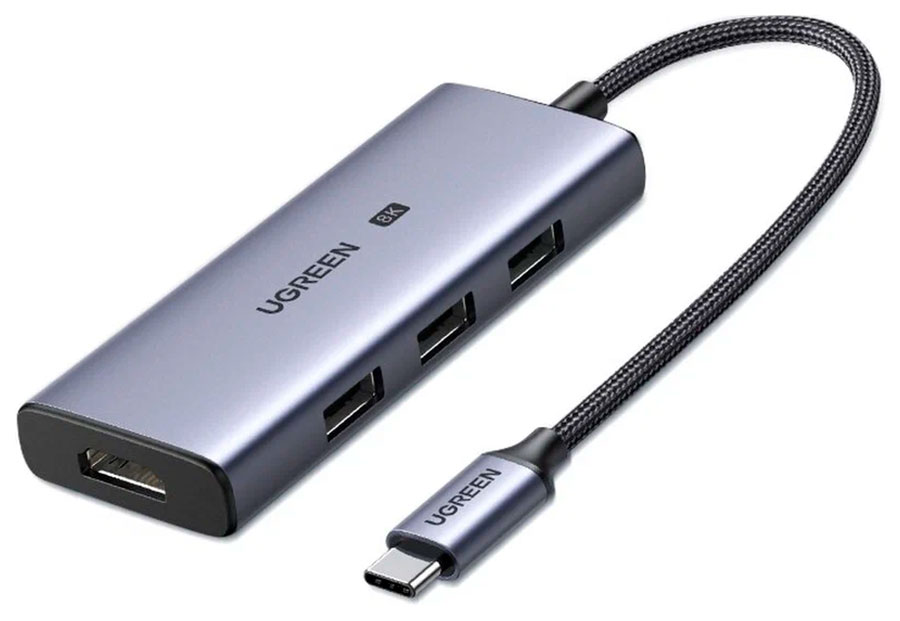 цена USB-концентратор 4 в 1 (хаб) Ugreen 3 х USB 3.0, HDMI 4Кх120Гц (50629)