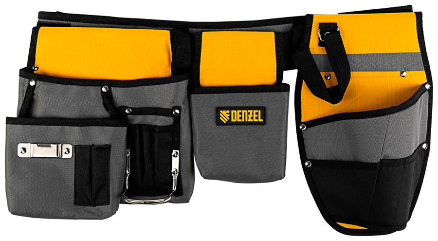 Изображение товара Пояс монтажника Denzel с карманами и кобурой для шуруповерта 90291