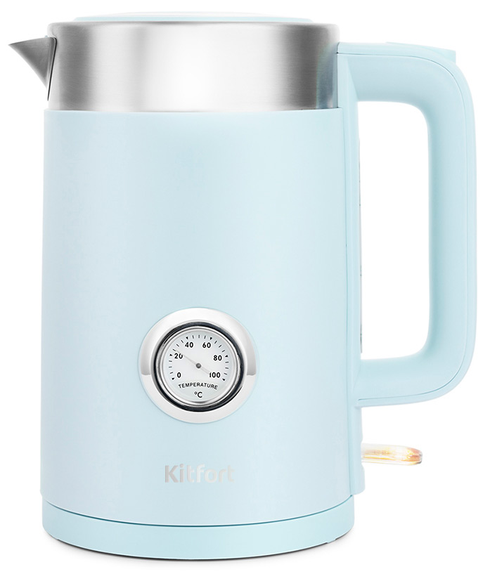Чайник электрический Kitfort KT-659-3, голубой цена и фото