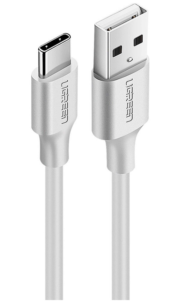 

Кабель для зарядки и передачи данных Ugreen USB A Male - USB C Male, 3A, 0.5 м, резиновое покрытие (60120) белый