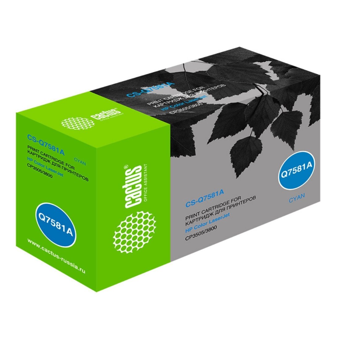 Изображение товара Картридж лазерный Cactus CS-Q7581A Q7581A голубой (6000стр.) для HP CLJ CP3505/3800