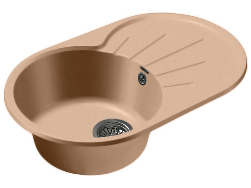 Изображение товара Кухонная мойка GranFest RONDO 750L песочный овальная с крылом из искусственного мрамора