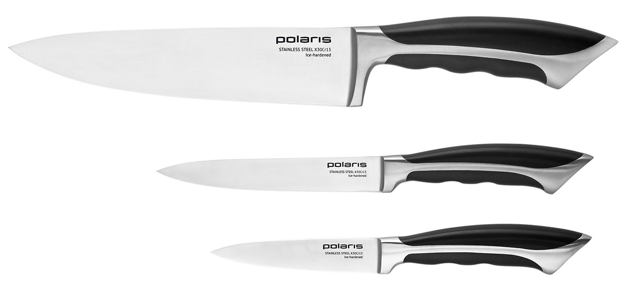Изображение товара Набор ножей Polaris Millennium-3SS, 3 предмета, нержавеющая сталь, черный (015213)