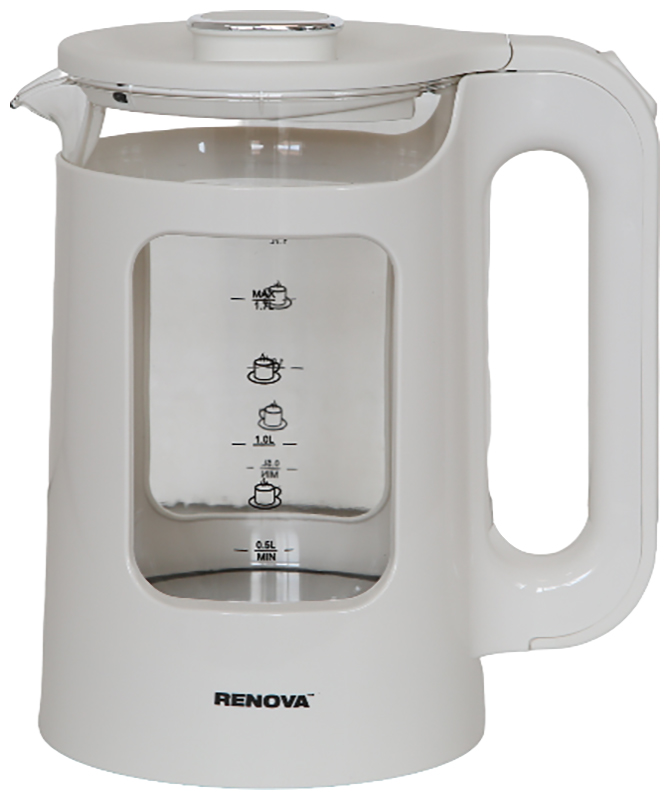 Изображение товара Электрический чайник Renova KT17G-11W 1.7л белый быстрый нагрев стильный дизайн