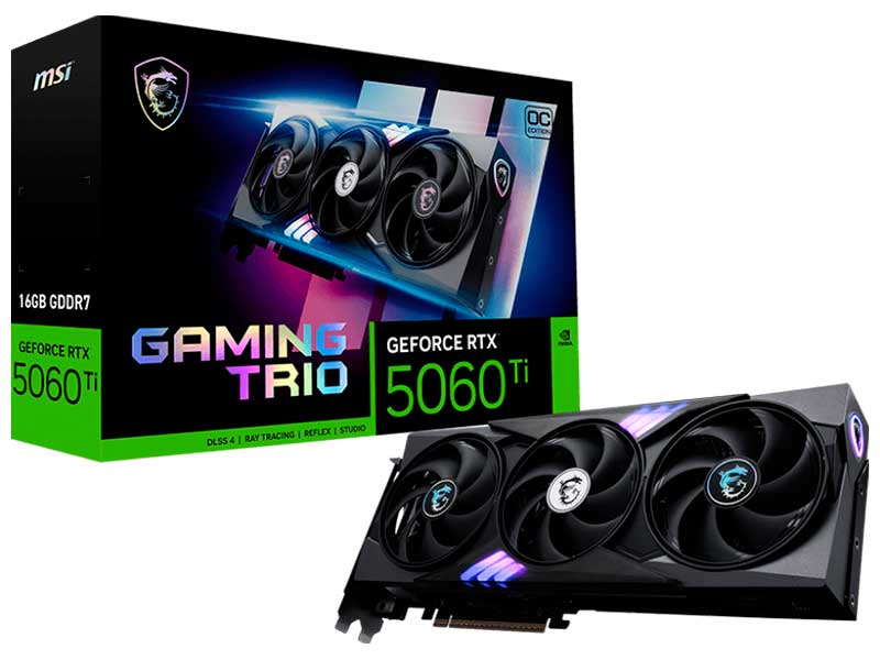 

Видеокарта MSI GeForce RTX 5060 Ti 16G GAMING TRIO OC, Черный