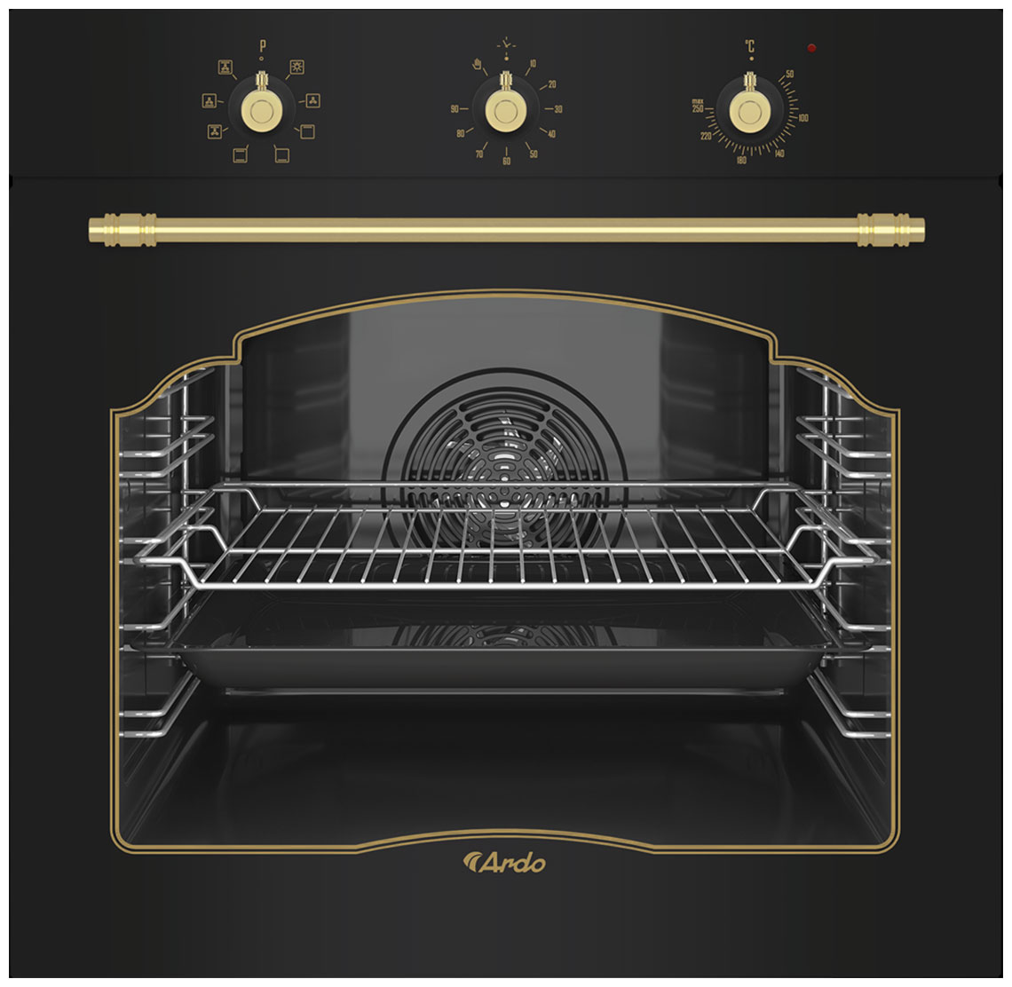 Изображение товара Электрический встраиваемый духовой шкаф Ardo BO58RA2 черный с 8 режимами