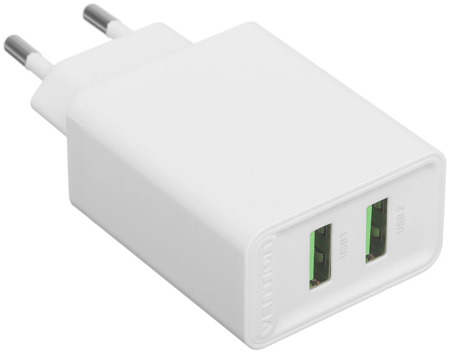 Изображение товара Сетевое зарядное устройство Vention 2 USB QC 3.0 белое 18 Вт