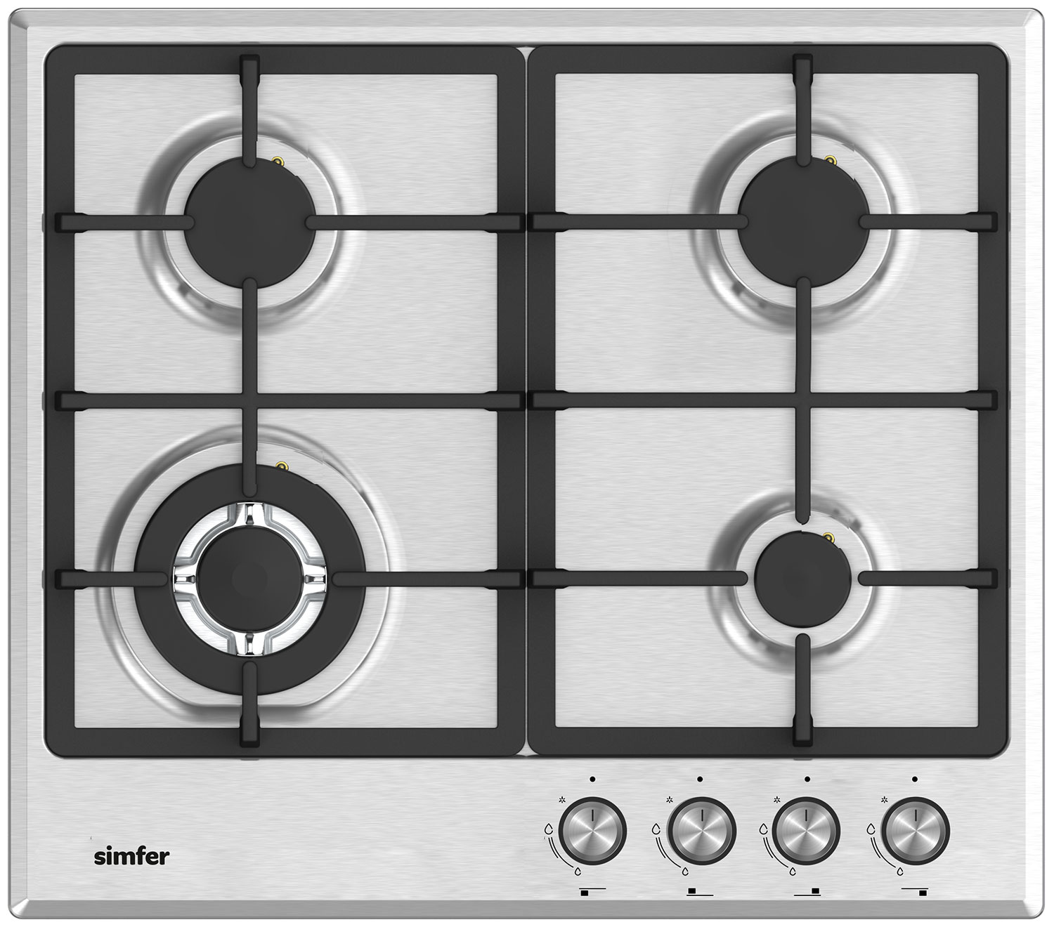 Изображение товара Газовая варочная панель Simfer H60V41M525 из нержавеющей стали 4 конфорки