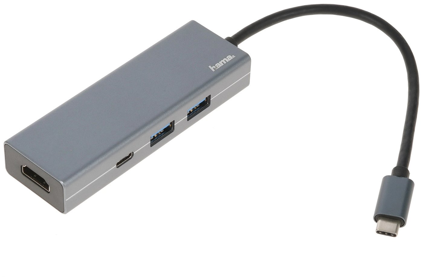 Изображение товара Разветвитель USB-C Hama 4 порта 2х USB-А USB-С HDMI (200107) Серый