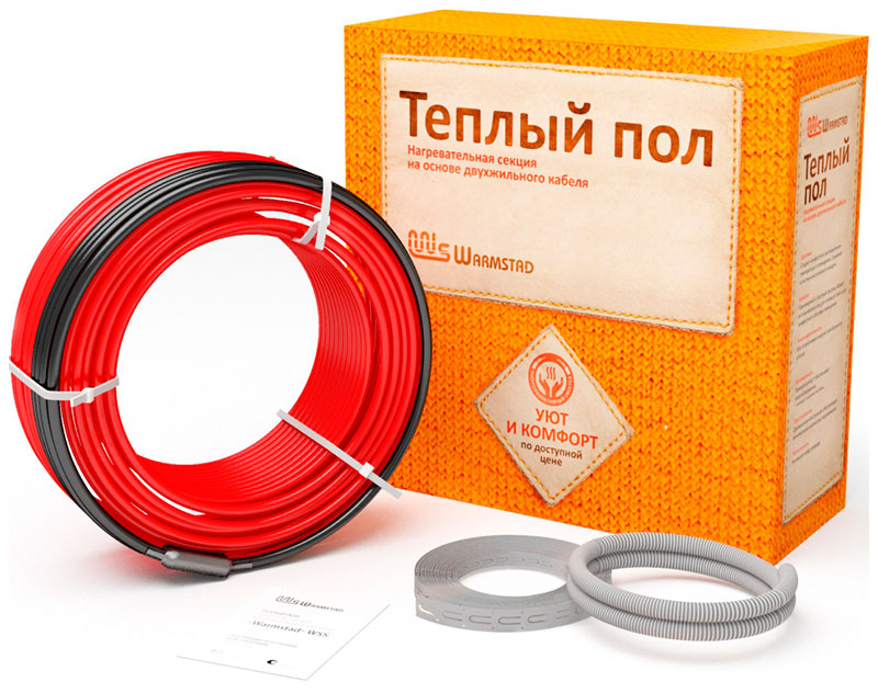 Изображение товара Комплект теплого пола Warmstad WSS 220-15,5 двухжильный кабель монтажная лента и зажим