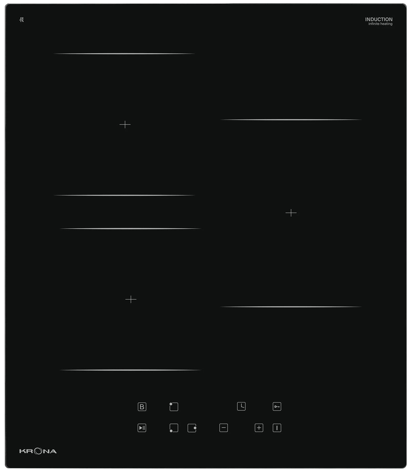 Изображение товара Электрическая варочная панель Krona REMO 45 BL с 3 индукционными конфорками стеклокерамическая