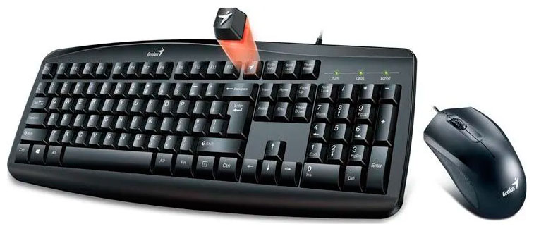 Комплект проводной Genius KM-200 клавиатура мышь, черный Комплект проводной Genius KM-200 клавиатура мышь, черный