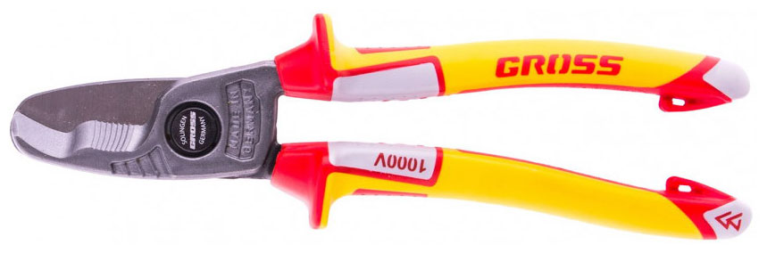 Изображение товара Кабелерез Gross 17728 диэлектрические рукоятки до 1000 В, трехкомпонентные рукоятки, 210 мм