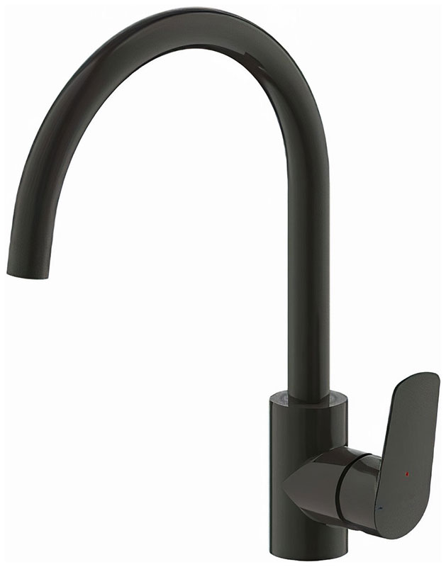 Изображение товара Смеситель для кухни Bravat Rhein F7429564BW-ENG черный матовый однорычажный поворотный