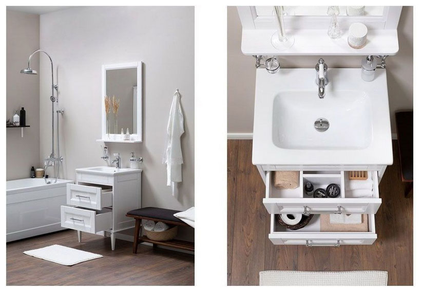 Изображение товара Раковина Aquanet Бостон 60 белый полувстраиваемая из литьевого мрамора