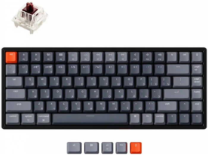 цена Клавиатура беспроводная Keychron K2, 84 клавиши, алюминиевый корпус, RGB подсветка, Hot-Swap, Gateron Brown Switch (K2-C3H)