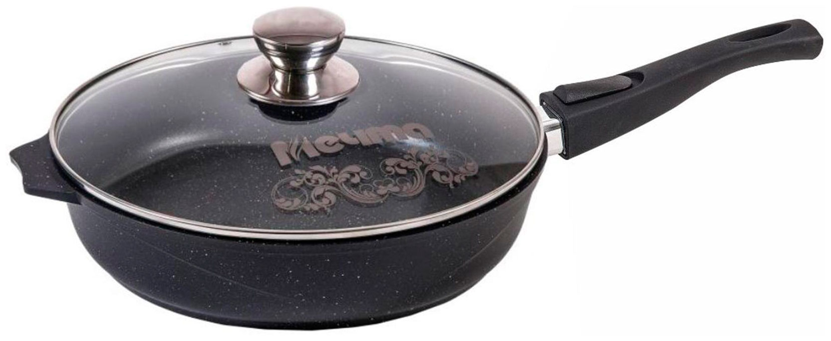 Изображение товара Сковорода Мечта Гранит Black 24 см со стеклянной крышкой