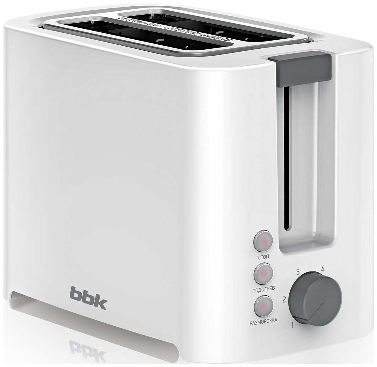 Изображение товара Электрический тостер BBK TR81M белый с функциями разморозки и подогрева