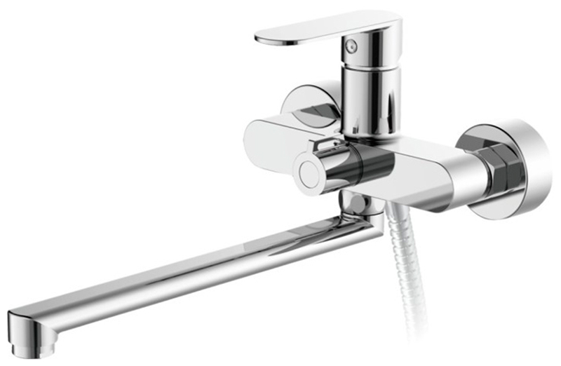 Изображение товара Современный хромированный смеситель для ванны Haiba HB590 с душевым гарнитуром