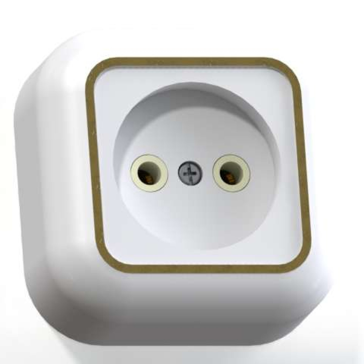 Изображение товара Розетка Кунцево-Электро РА10-266 10А IP20 бело-золотая однополюсная