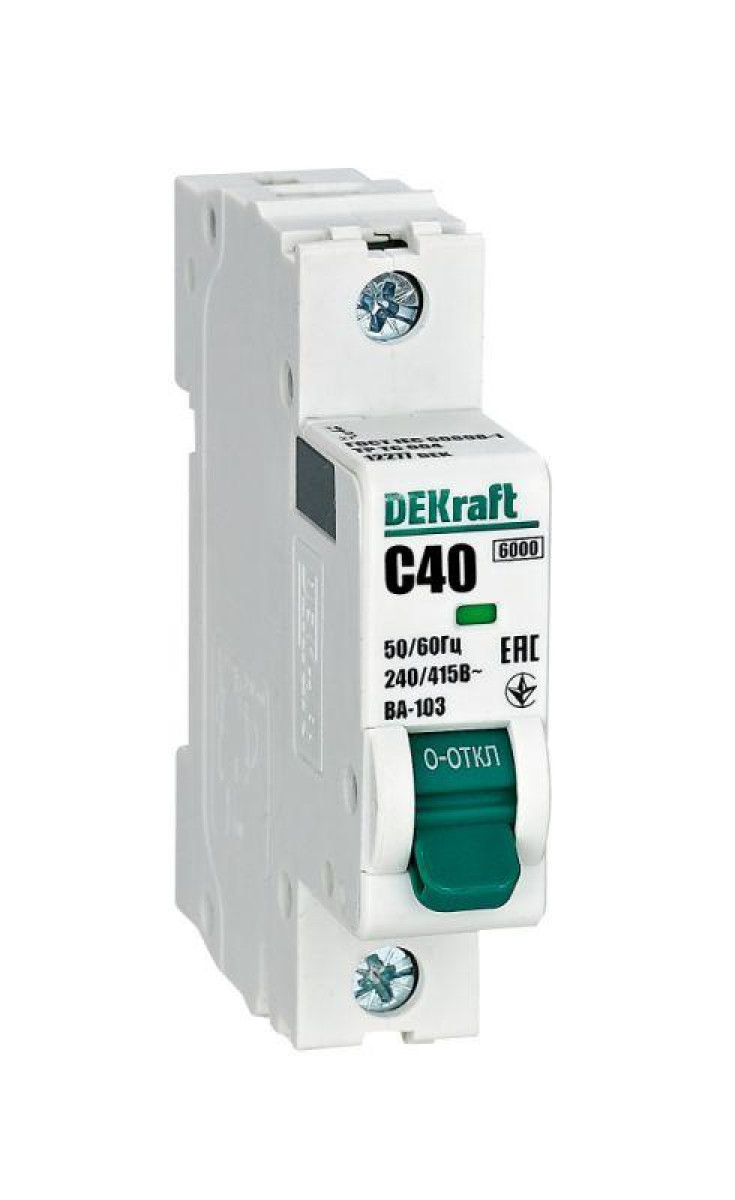 Изображение товара Низковольтное и промышленное электрооборудование DEKraft Выключатель автоматический модульный 1п C 40А 6кА ВА-103