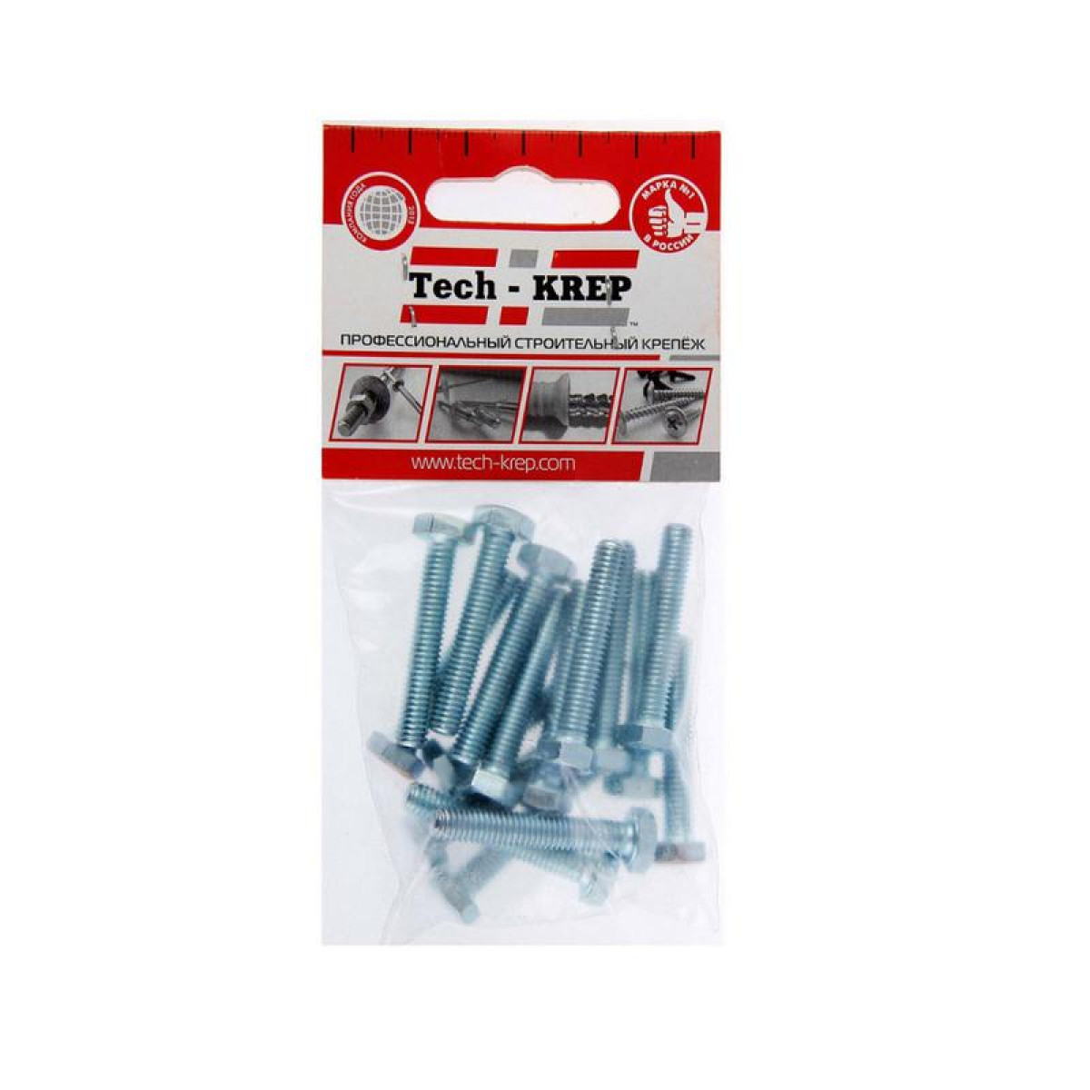 Изображение товара болт шестигранной головкой м6х40 din 933 8 8 оцинковка Tech-KREP
