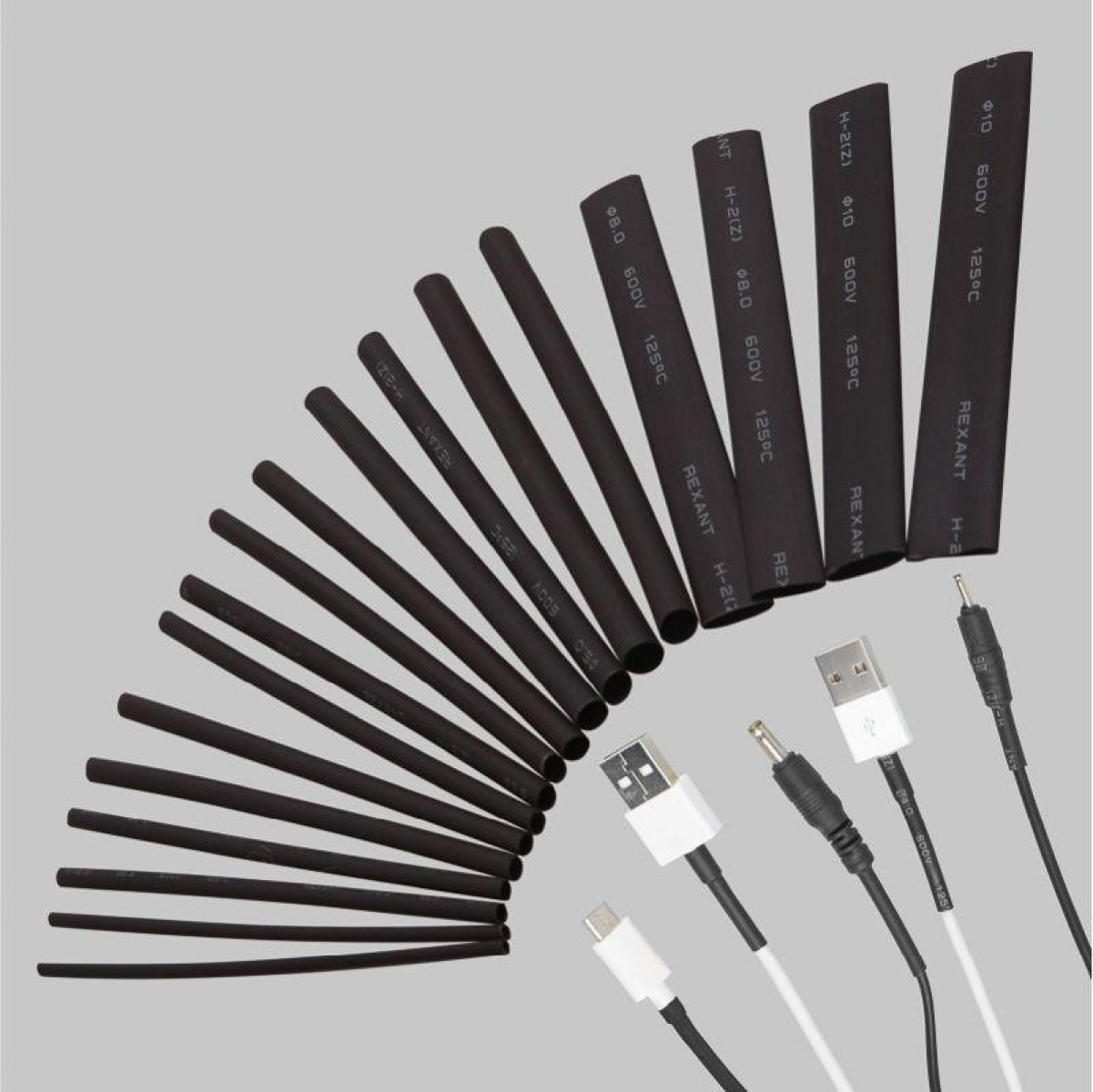 Изображение товара Набор термоусадочных трубок Rexant №5 стандарт 10шт разных диаметров