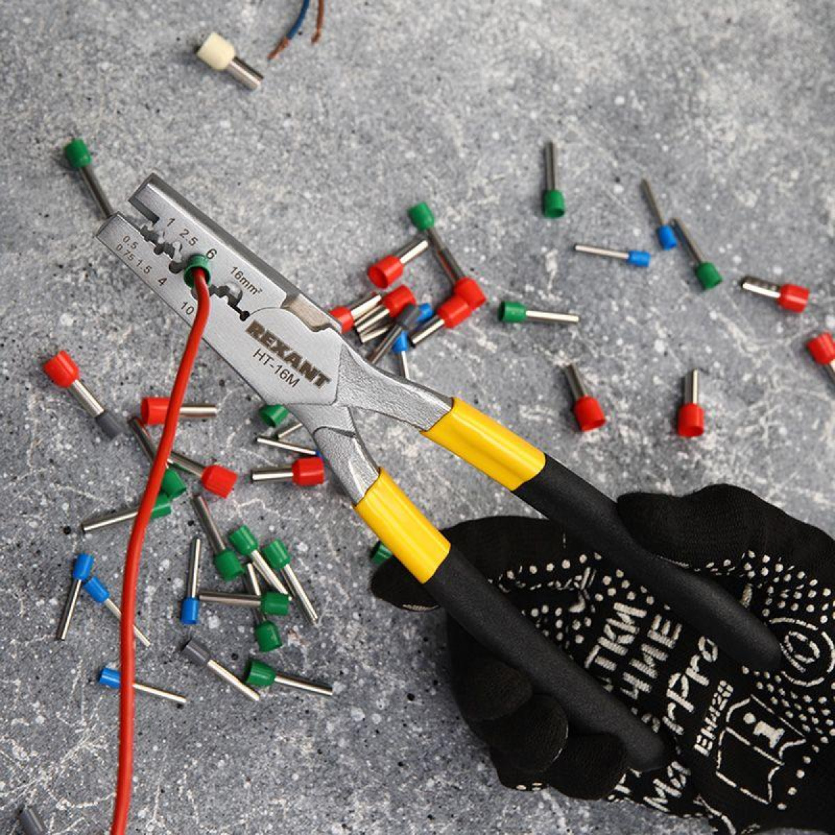 Изображение товара Пресс-клещи Rexant HT-16M для обжима втулочных наконечников 0.5-16кв.мм