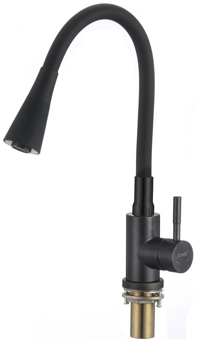 Изображение товара Смеситель для кухонной мойки Savol S-3002HM черный нержавеющая сталь 5 лет гарантии