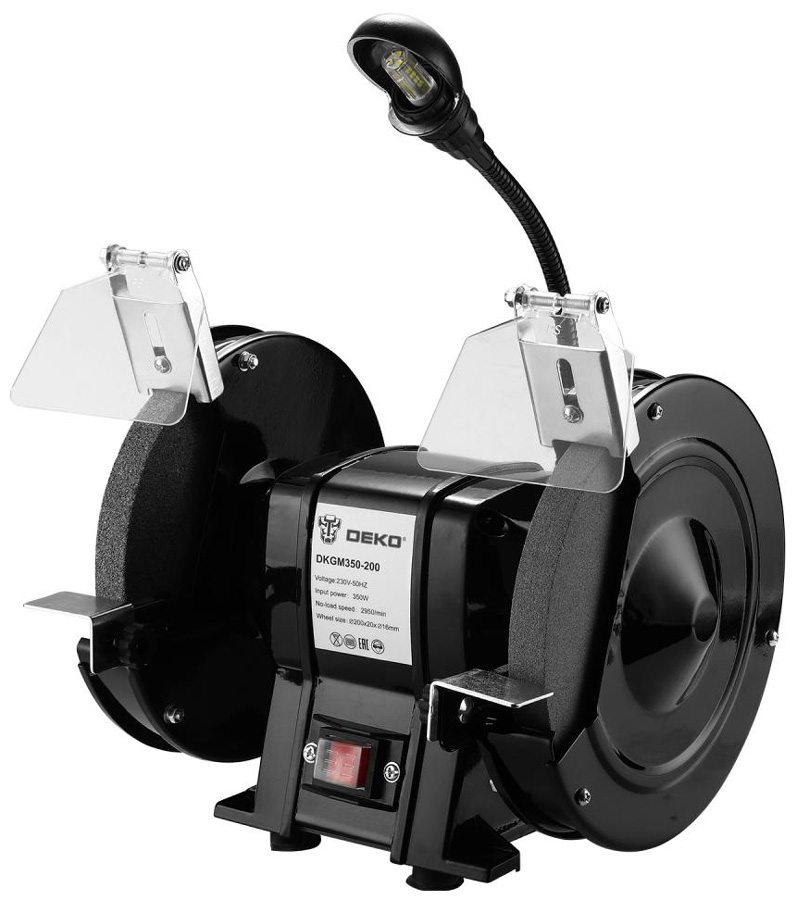 Изображение товара Электрическое точило Deko DKGM400-200 с лампой компактное для заточки инструмента