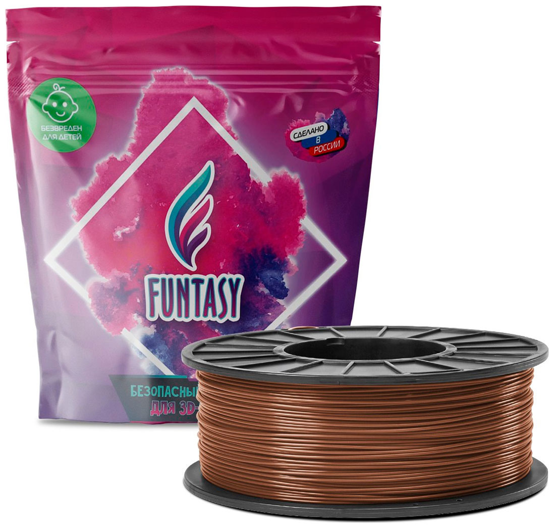 Пластик в катушке Funtasy PLA, 1.75 мм, 1 кг, коричневый pla нить sunlu разноцветная радужная 1 75 мм 1 кг для 3d принтера