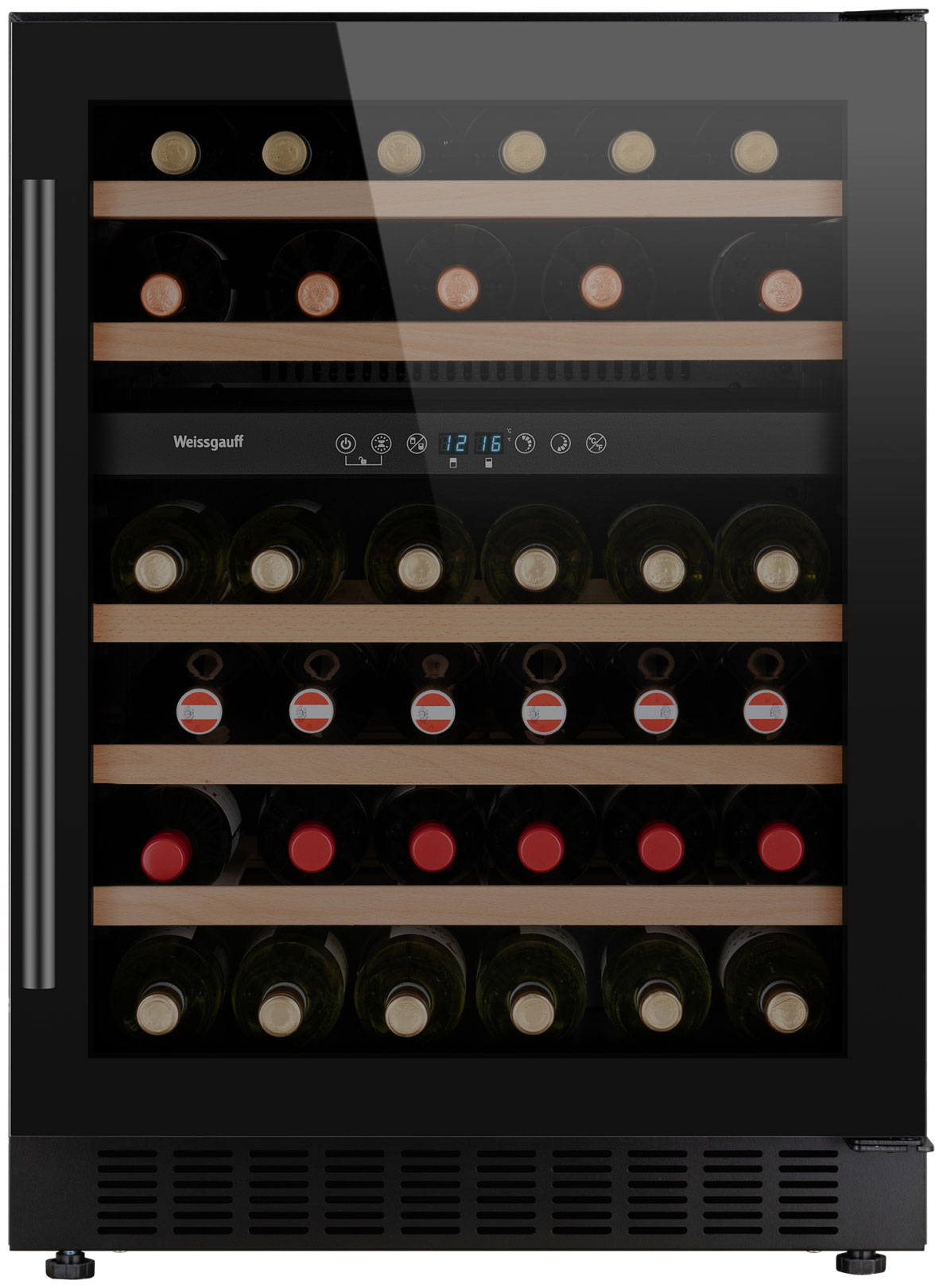 Изображение товара Встраиваемый винный холодильник Weissgauff WWC-46 DB DualZone 46 бут., черный