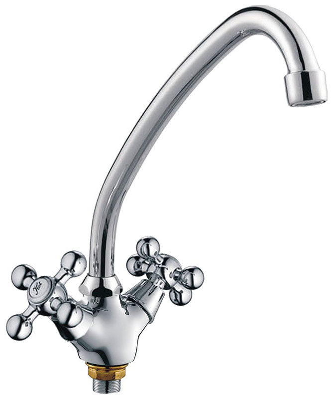 Изображение товара Смеситель для кухни Cron CN19 хром двухвентильный вращающийся аэратор