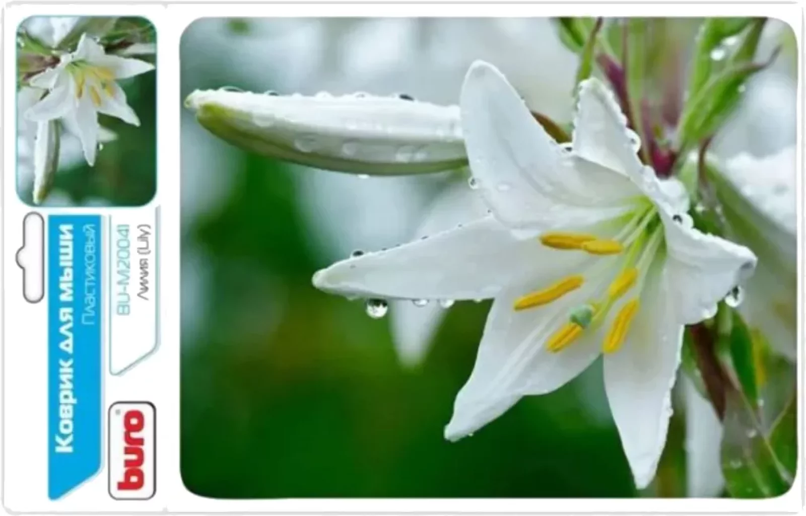 Изображение товара Коврик для мышек Buro BU-M20041 Мини с рисунком лилия 230x180 мм