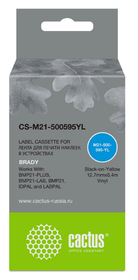 Изображение товара Картридж ленточный Cactus CS-M21-500595YL черный для Brady BMP21-PLUS, BMP21-LAB