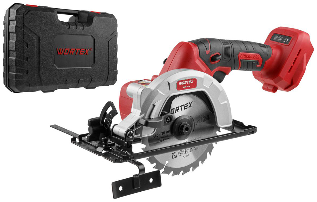 Изображение товара Аккум. циркулярная пила Wortex CCS 1814 в чем. ALL1 (18.0 В, БЕСЩЕТОЧНЫЙ, БЕЗ АККУМУЛЯТОРА И ЗУ, 140х20 мм, до 45 мм) (0329268)