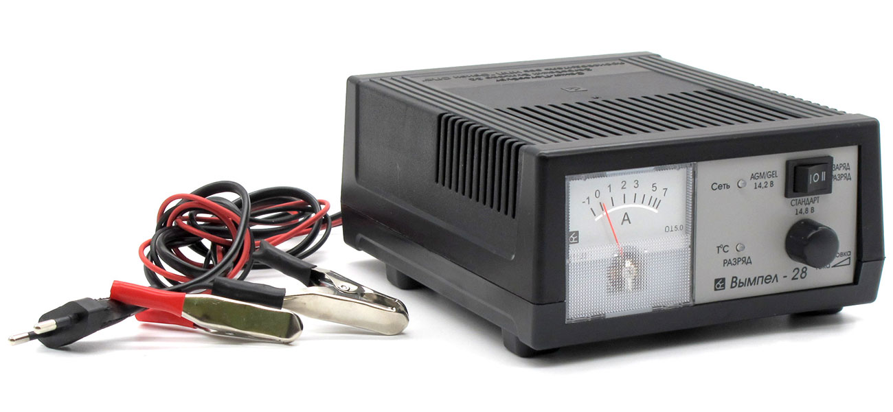 Изображение товара Зарядное устройство для автомобилей Вымпел 28 десульфатирующее, автомат (0-7А 12В)