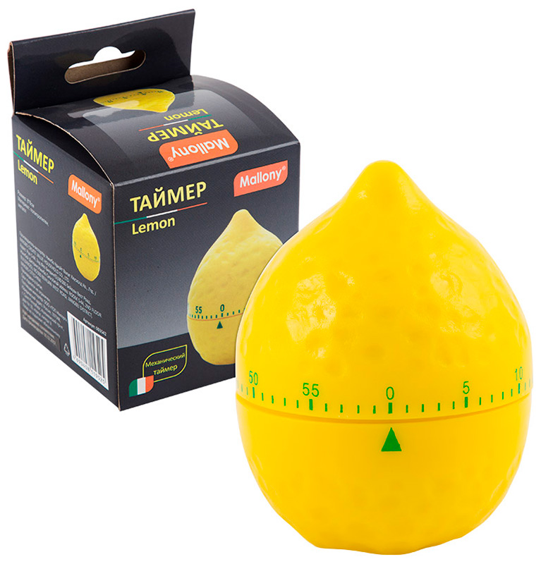 Изображение товара Механический кухонный таймер Mallony Lemon 003542 желтый с зеленым циферблатом