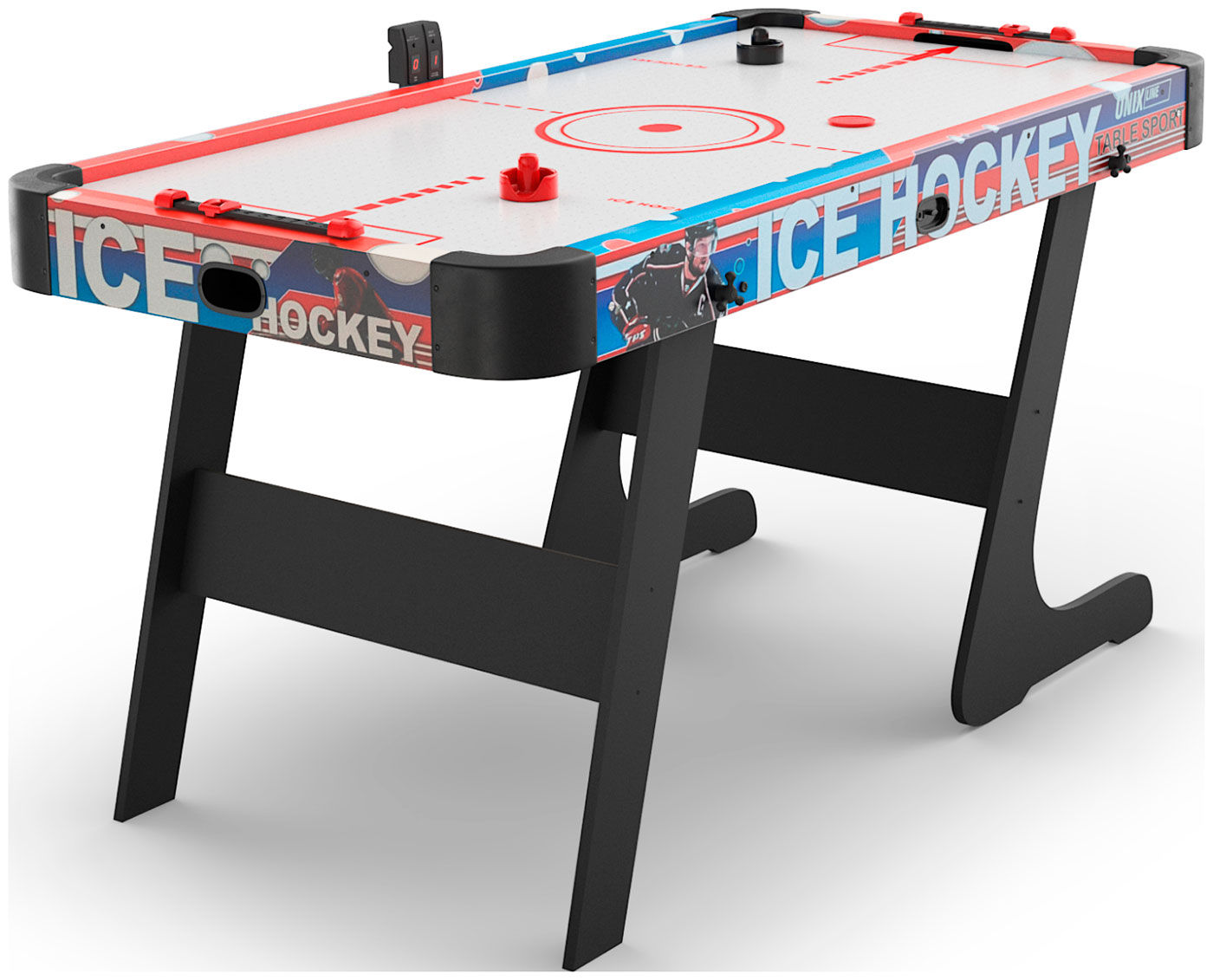 Изображение товара Игровой складной аэрохоккей Unix Line 155х76 см с электронным табло